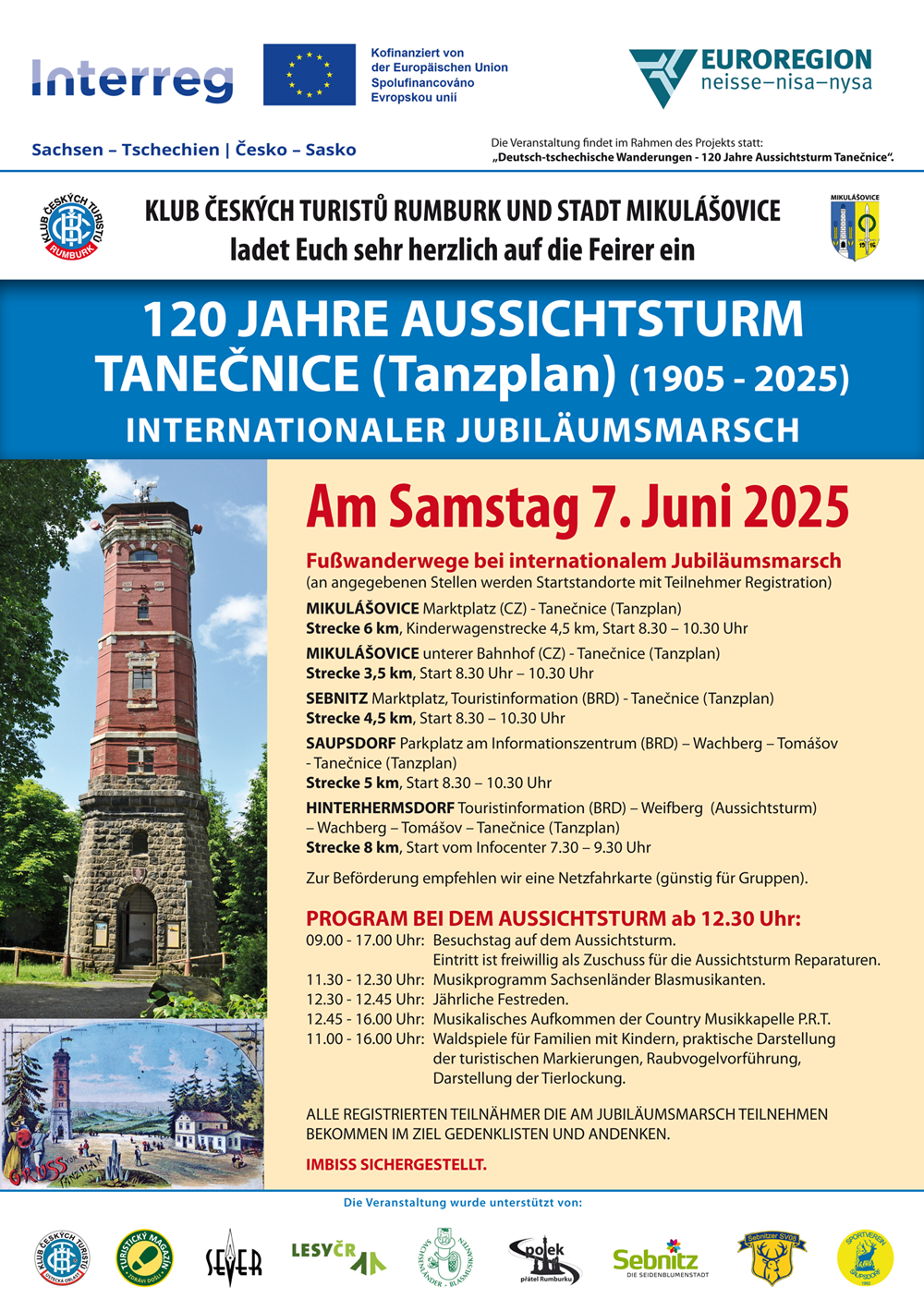 Internationaler Jubiläumsmarsch 120 Jahre aussichtsturm Tanzplan